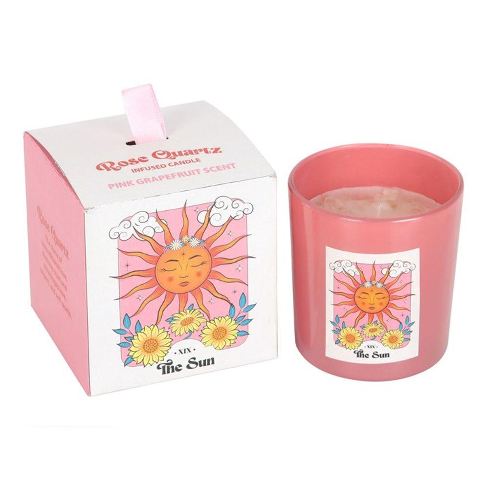 Sun Rose Quartz Crystal Chip Candle
