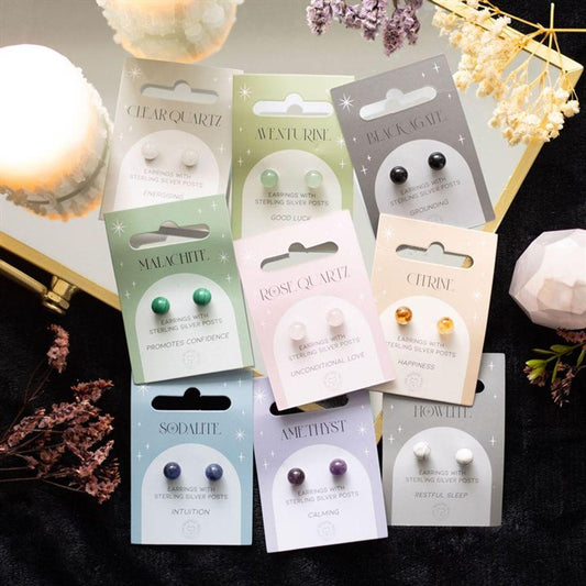 Set of 9 Semi Precious Crystal Earrings