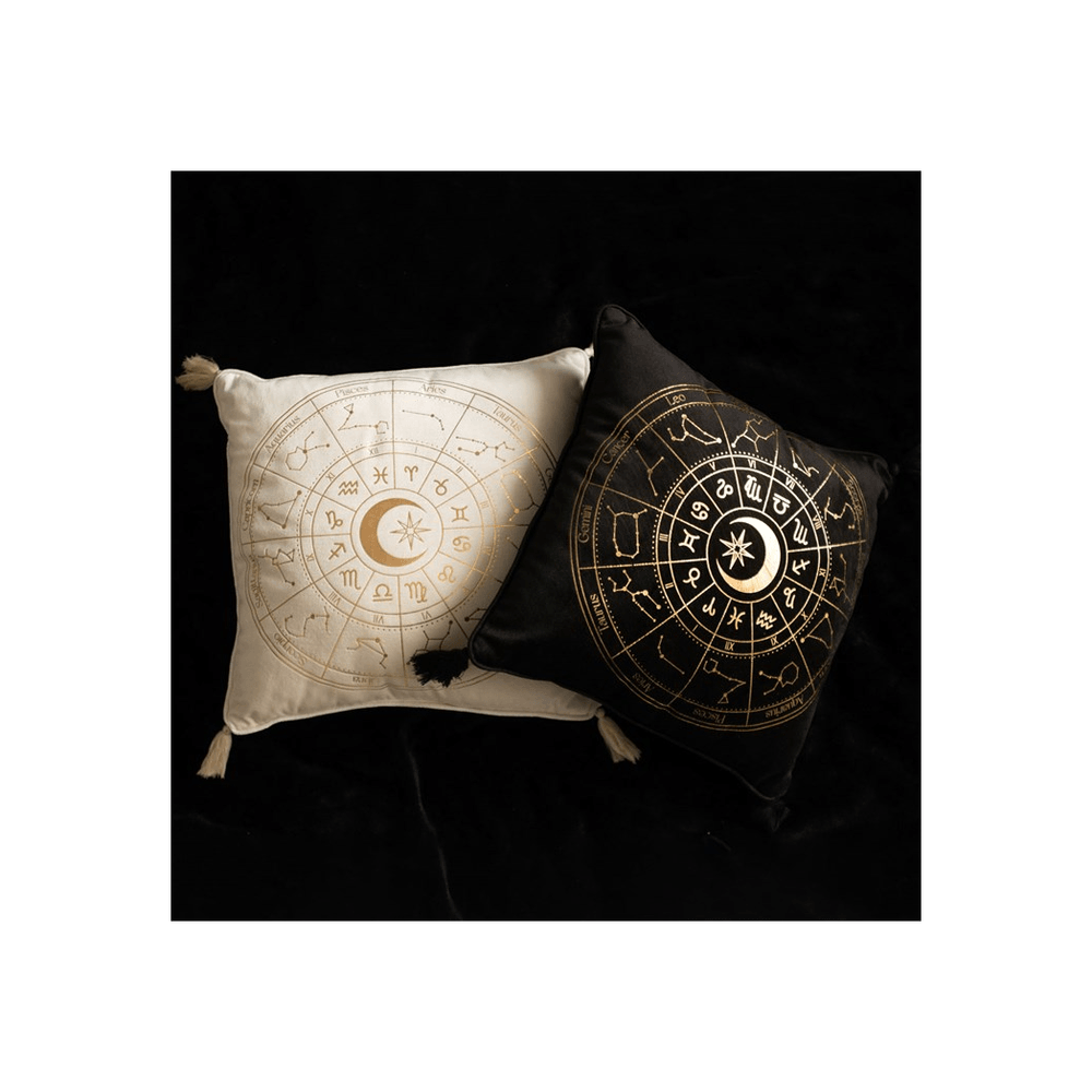 35cm Square Off White Astrology Wheel Cushion