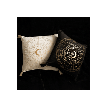 35cm Square Off White Astrology Wheel Cushion