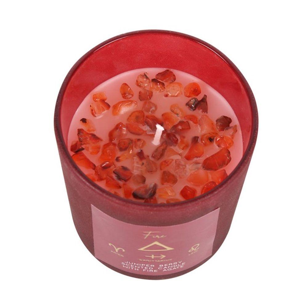 Small Fire Element Juniper Berry Crystal Chip Candle