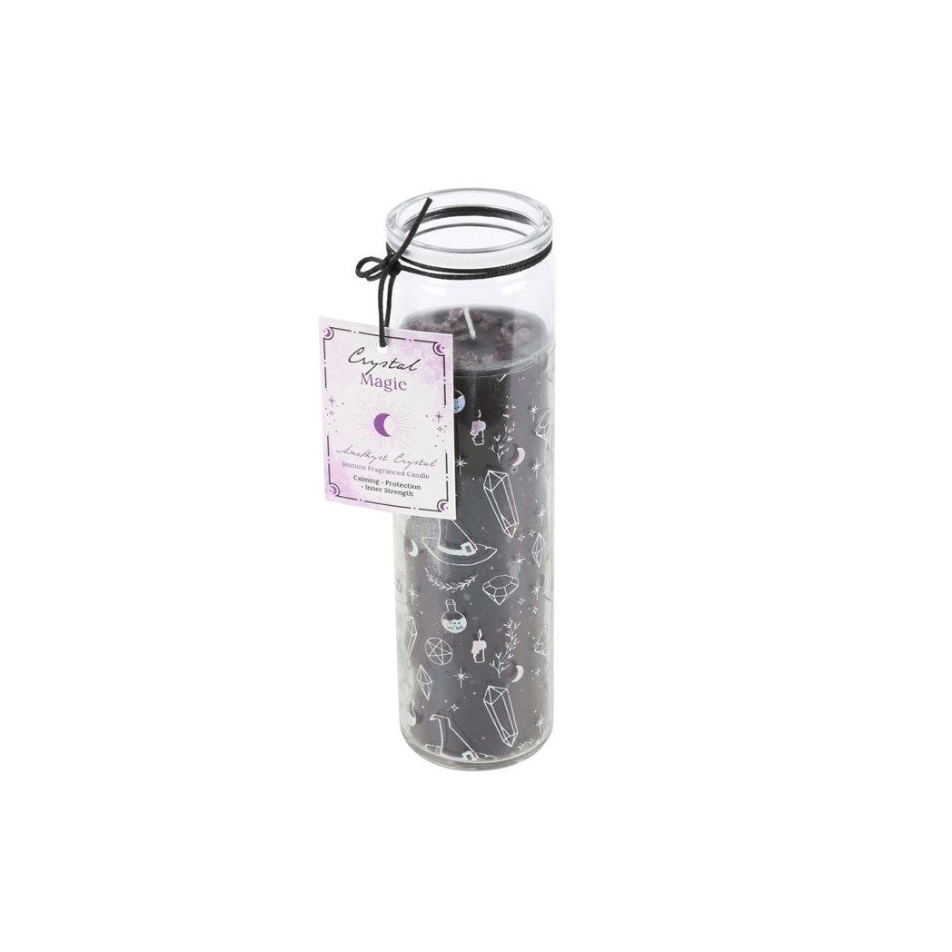 Crystal Witch Jasmine Tube Candle with Amethyst Chips