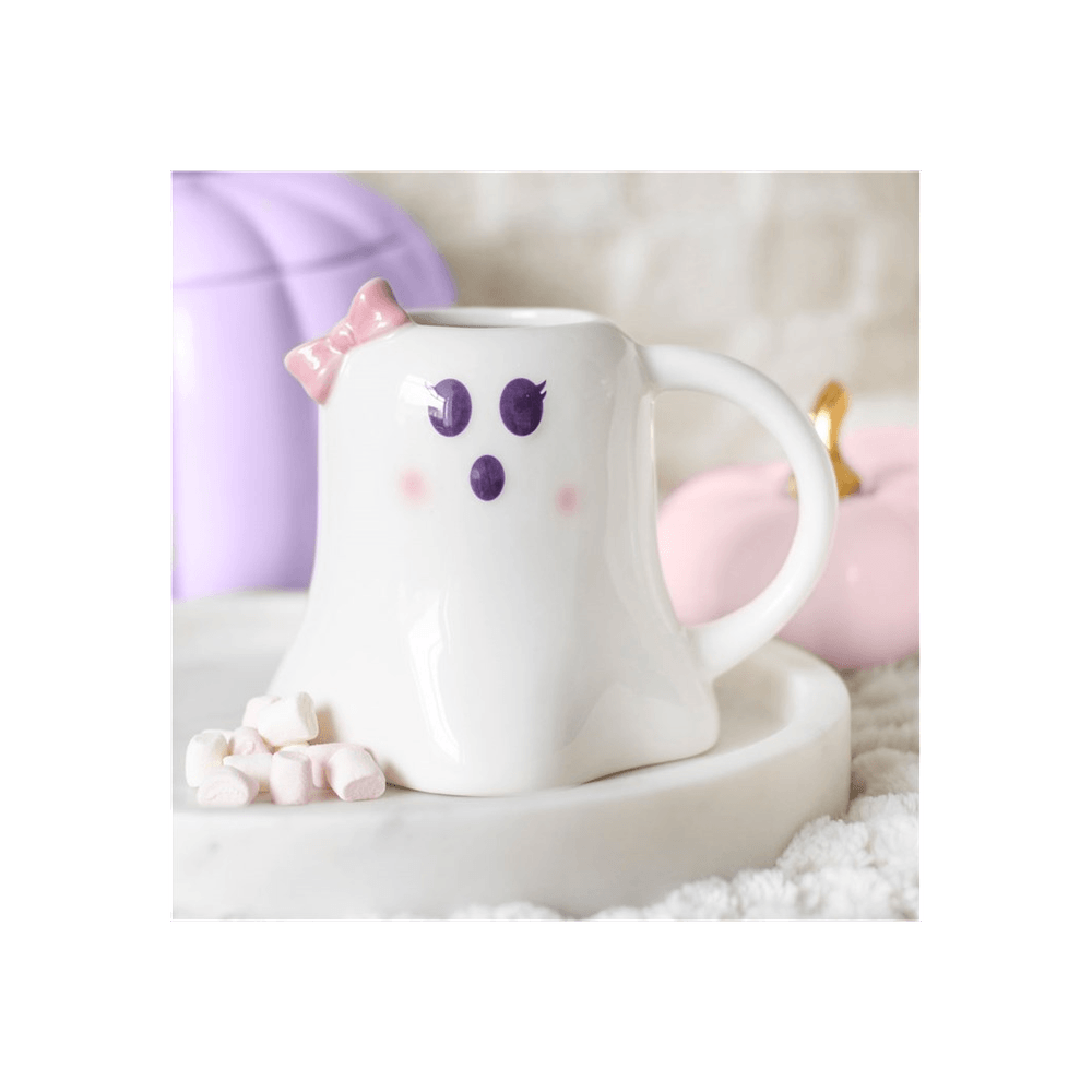 Miss Boo Ghost Shaped Mug with Bow