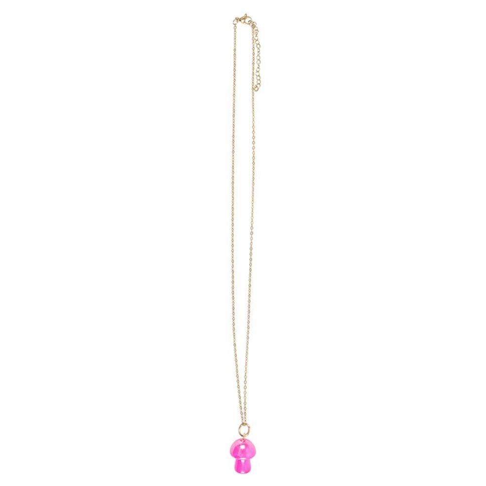 Pink Aura Crystal Mushroom Necklace Greeting Card