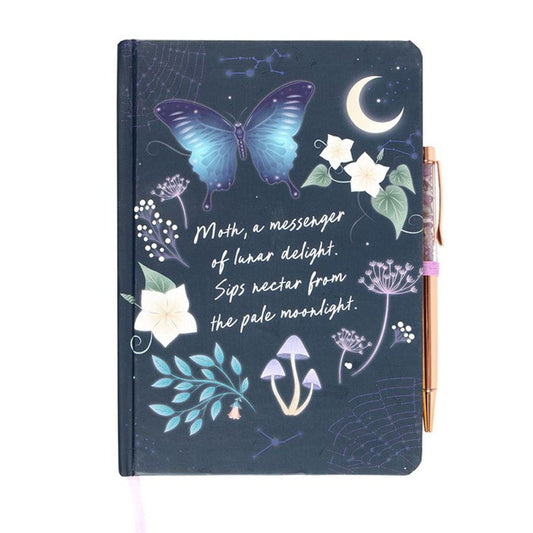 Midnight Moth Journal with Amethyst Pen