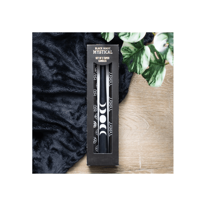 Set of 3 Black Magic Mystical Taper Candles
