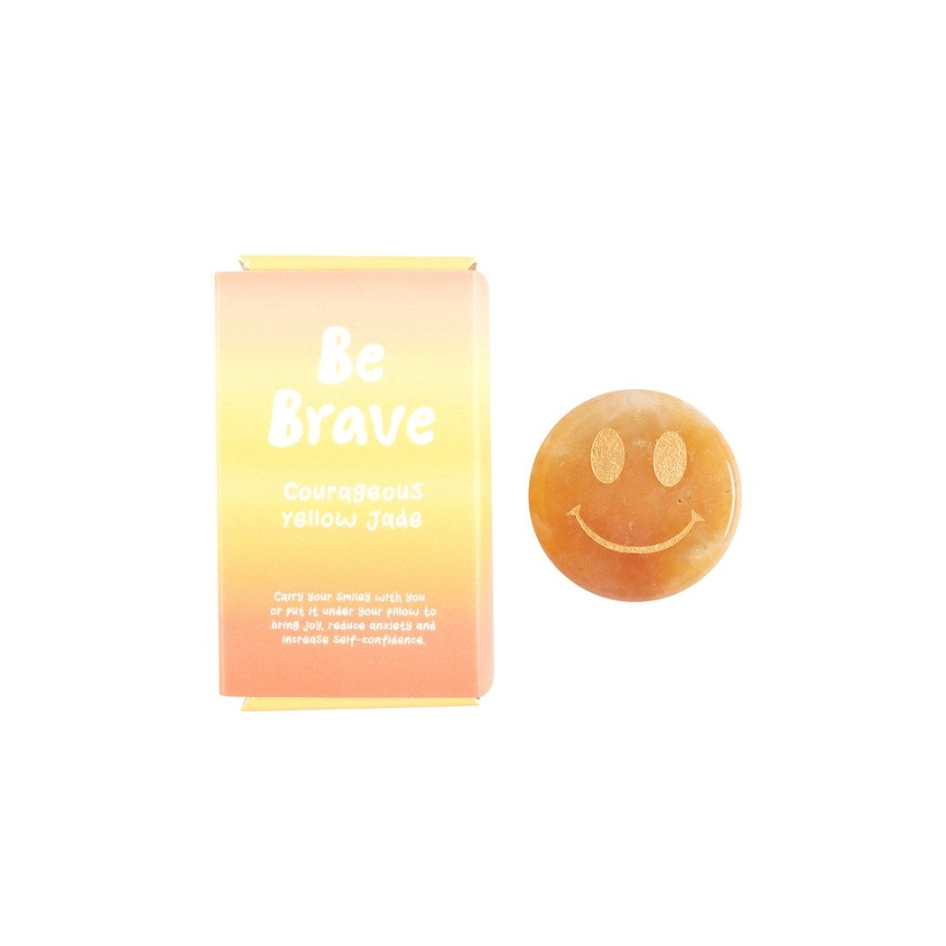 Be Brave Yellow Jade Happy Face Crystal