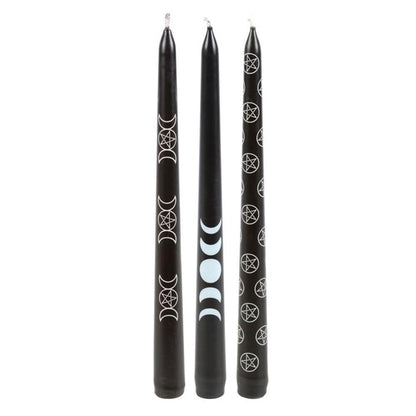 Set of 3 Black Magic Mystical Taper Candles