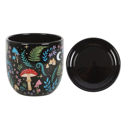 Small Dark Forest Ceramic Plant Pot & Saucer