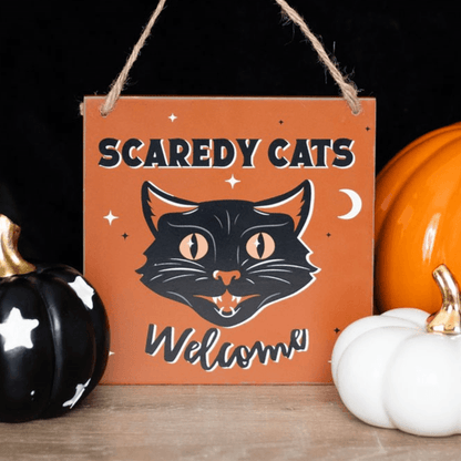 Scaredy Cats Welcome Hanging Sign