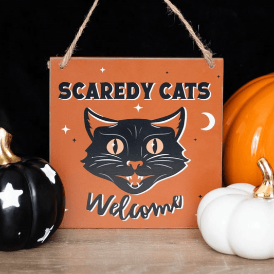 Scaredy Cats Welcome Hanging Sign