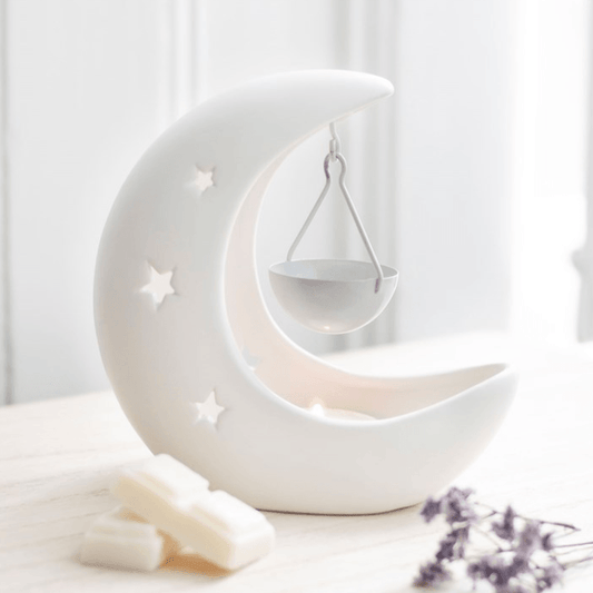 White Crescent Moon Hanging Oil Burner