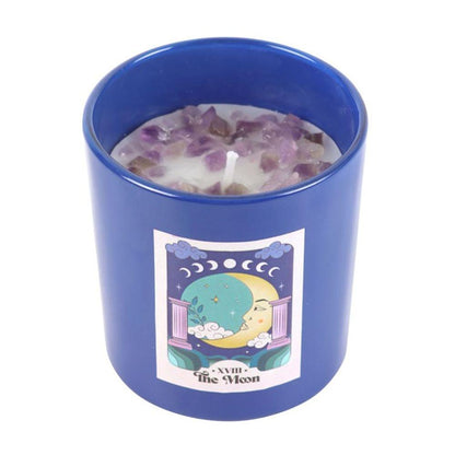 Small Moon Amethyst Crystal Chip Candle