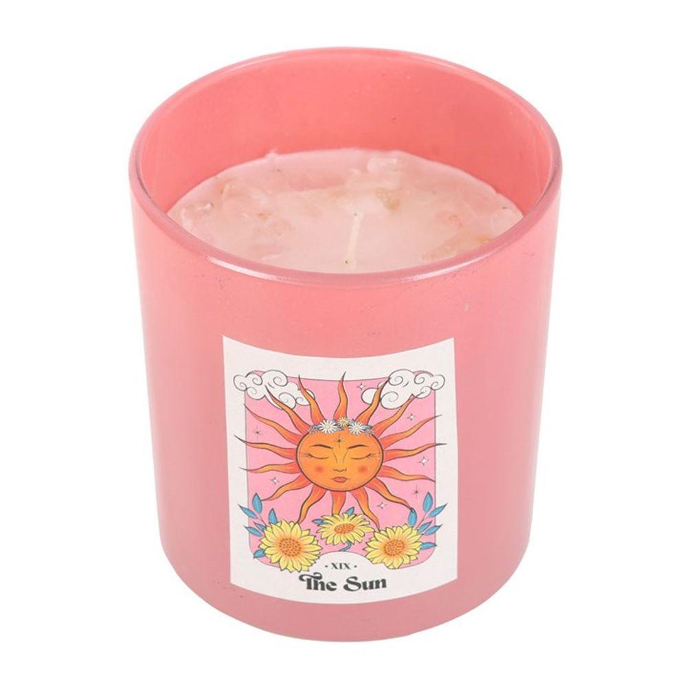 Sun Rose Quartz Crystal Chip Candle
