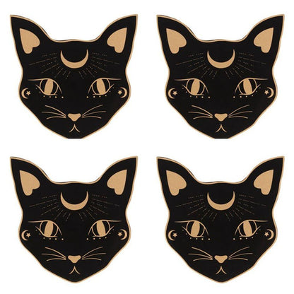 Mystic Mog Cat Face Coaster Set