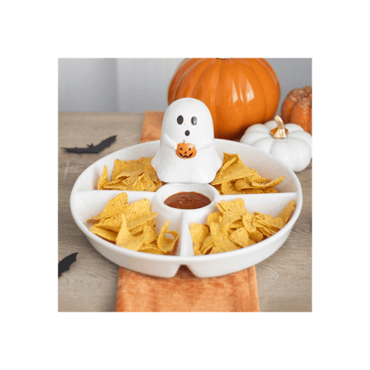Ceramic Ghost Chip & Dip Snack Dish