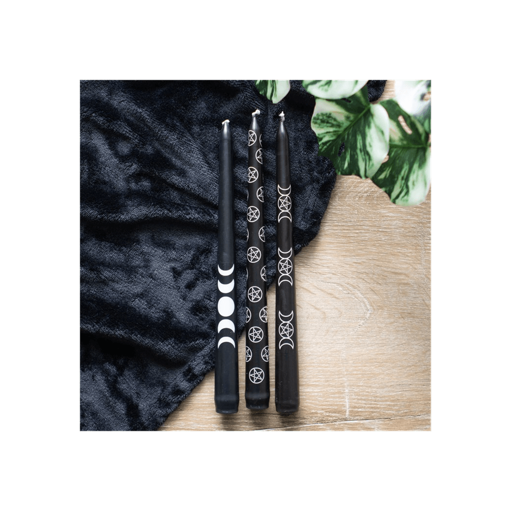 Set of 3 Black Magic Mystical Taper Candles